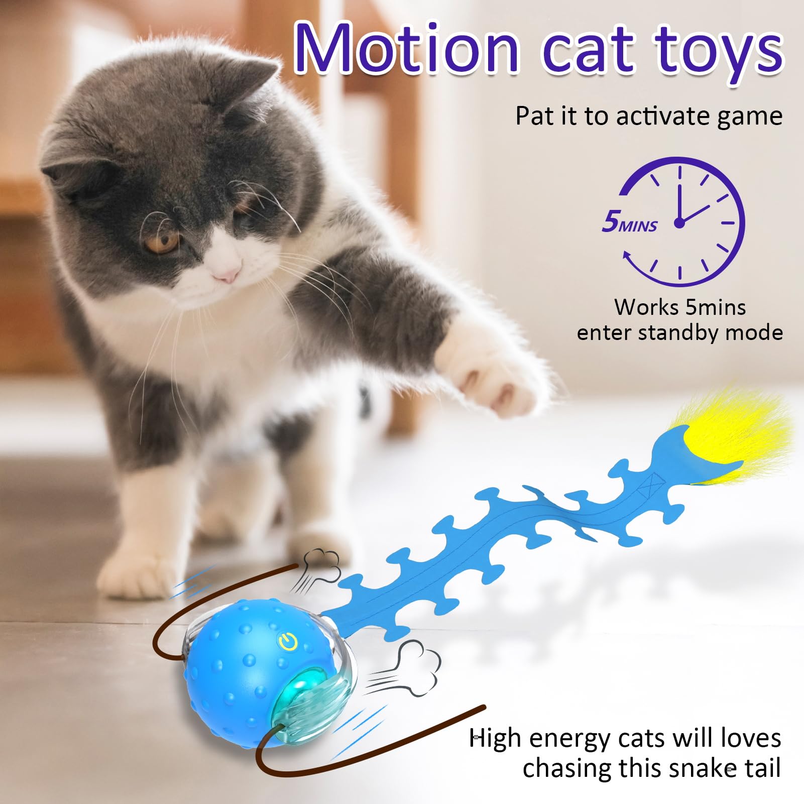Chirping Cat Toy Ball, Interactive Automatic Rolling Cat Toy 