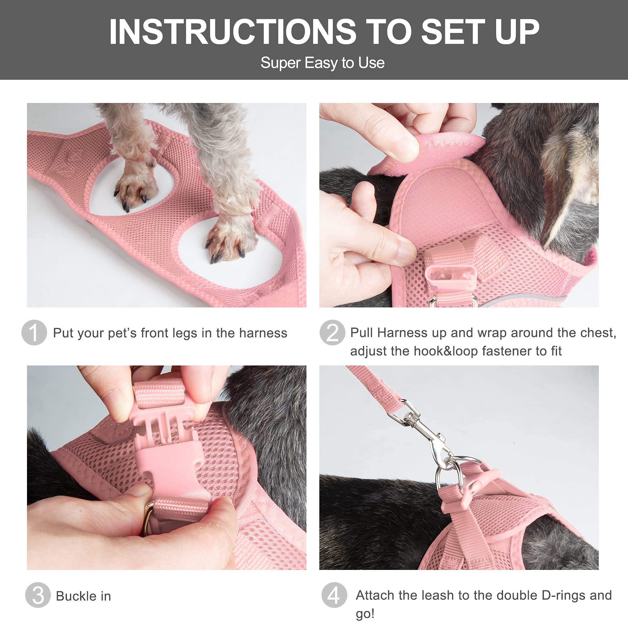 Breathable Mesh Cat Harness and Leash Set, Escape Proof Reflective Vest for Kitten Outdoor Walking