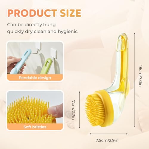 Pet Bath Brush with Shampoo Dispenser, Soft Silicone Grooming Brush for Dogs & Cats