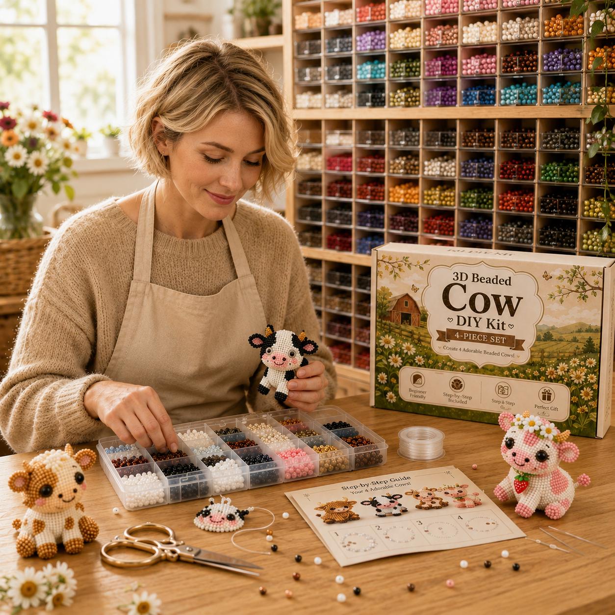 Butterfly Garden 3D Beaded DIY Kit – 4-Piece Butterfly Craft Set for Adults & Teens | Handmade Home Décor & Creative Gift