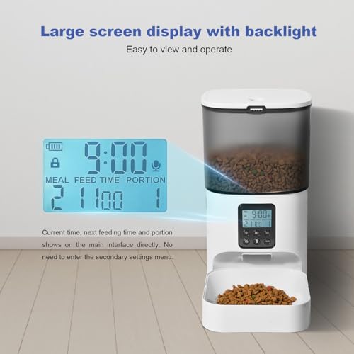 4L Automatic Cat Feeder, Timed Pet Food Dispenser with Voice Recorder, Portion Control for Cats & Dogs 