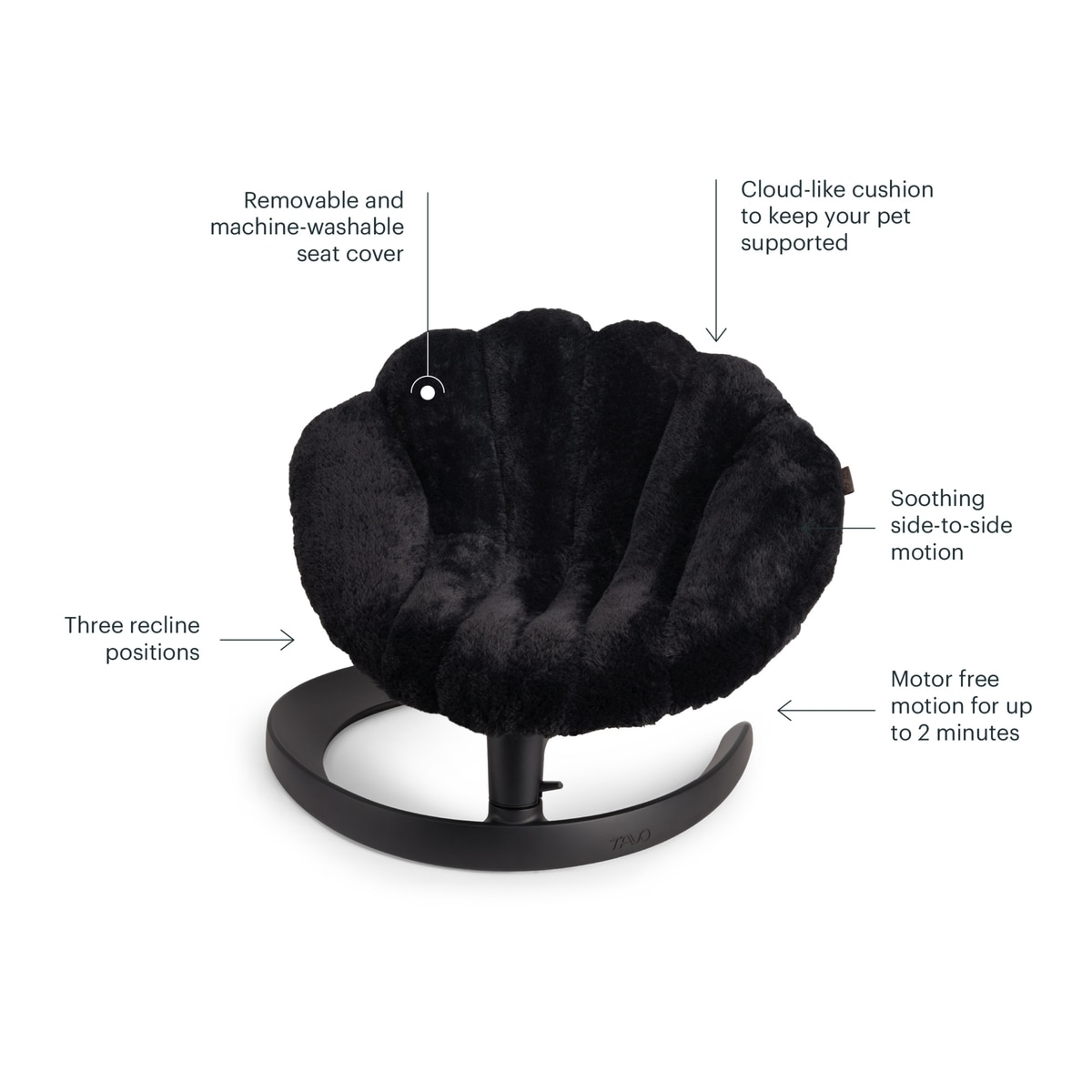 Shell-Shaped Rocking Pet Bed, Plush Elevated Cat Bed with Adjustable Metal Base