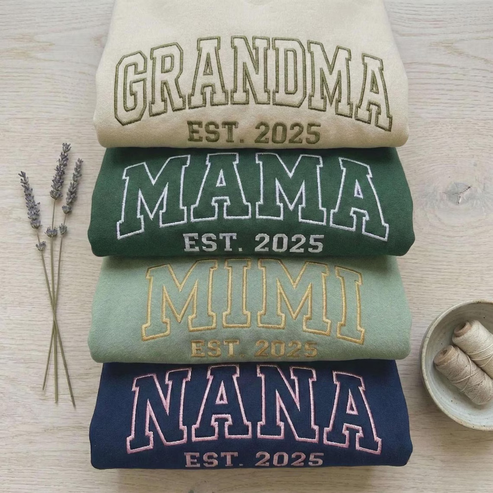Custom Embroidered Mom Dad Tshirt Sweatshirt Hoodie With Name on Sleeve