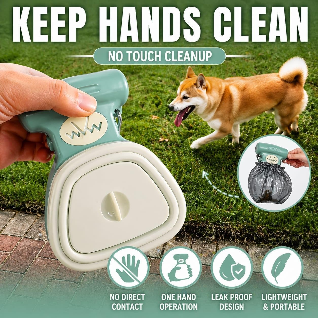 Dog Pooper Scooper with Waste Bag Dispenser