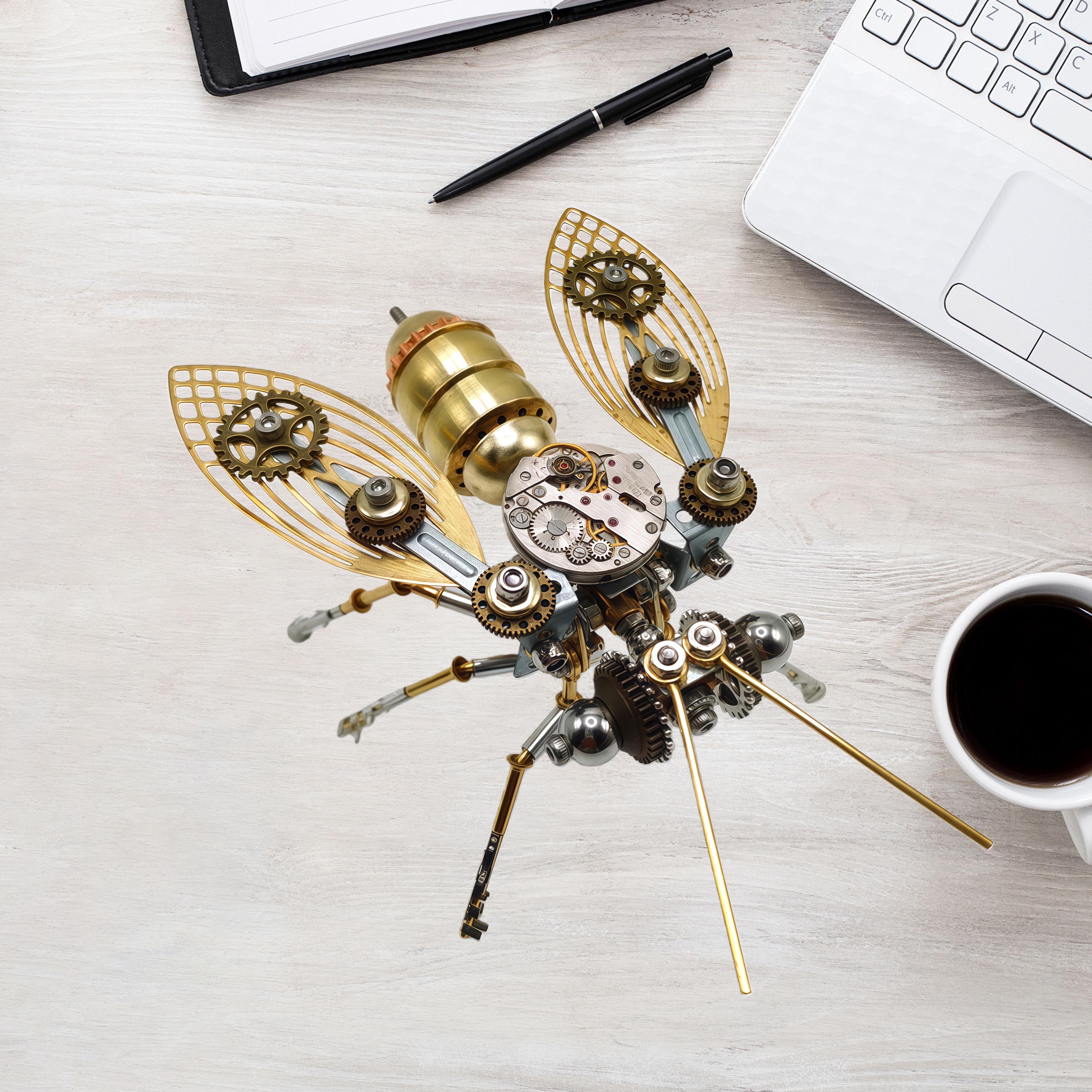 Steampunk Mechanical Cicada Metal Assembly Kit | Handmade Gear Insect Sculpture