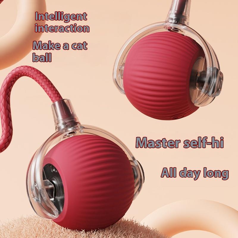 Interactive Toy Ball, Motion-Activated Rechargeable Rolling Ball with Tail for Indoor Cats & Small Dogs