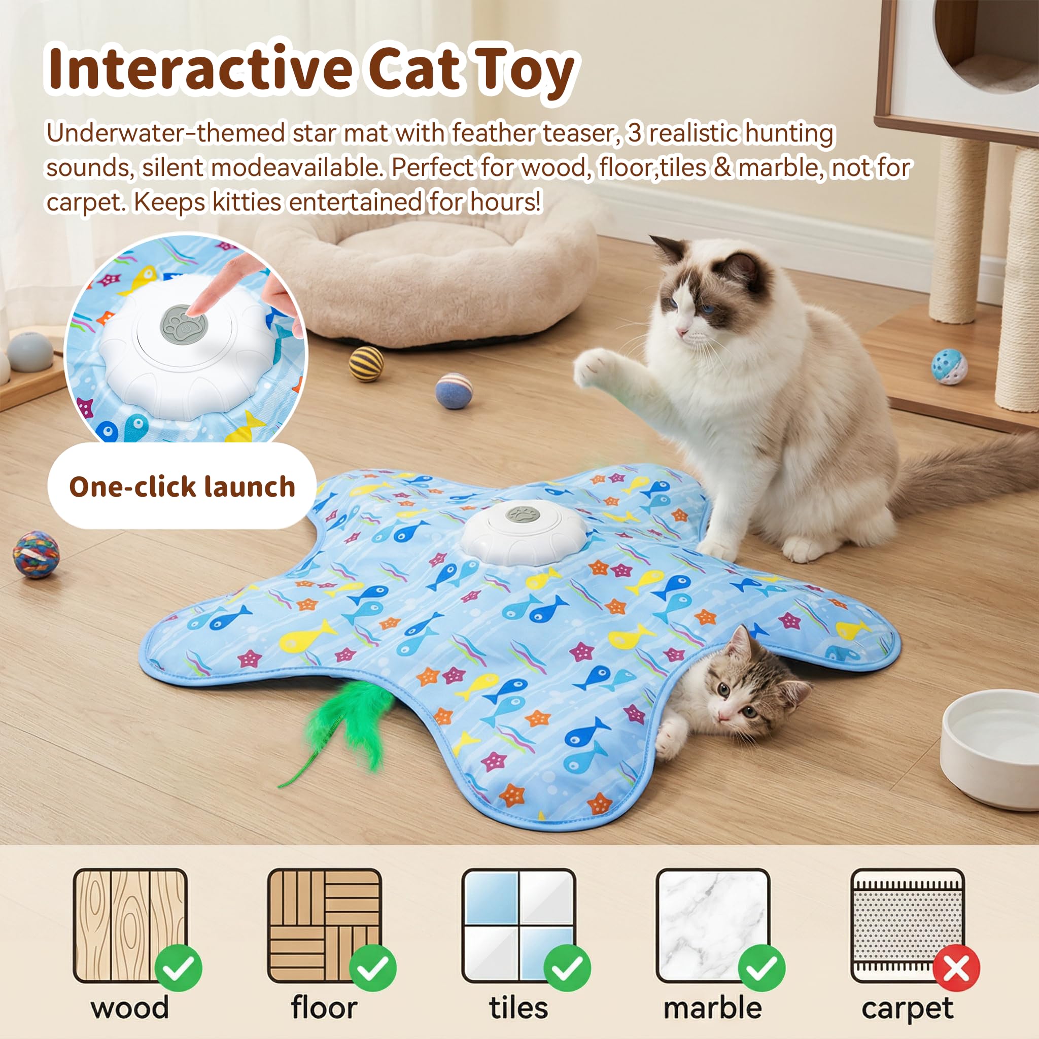 Rechargeable, Touch-Activated "Hide and Seek" Starfish Pet Toy