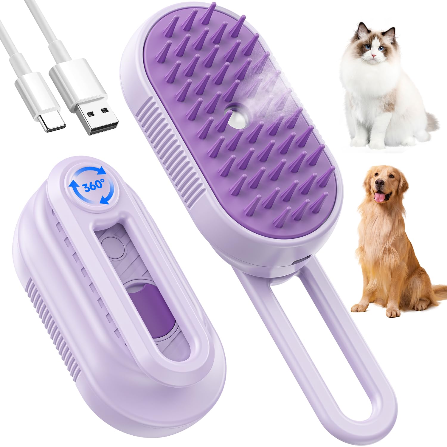 4 in 1 Pet Steamy Brushs Cleanser with Foldable Handle