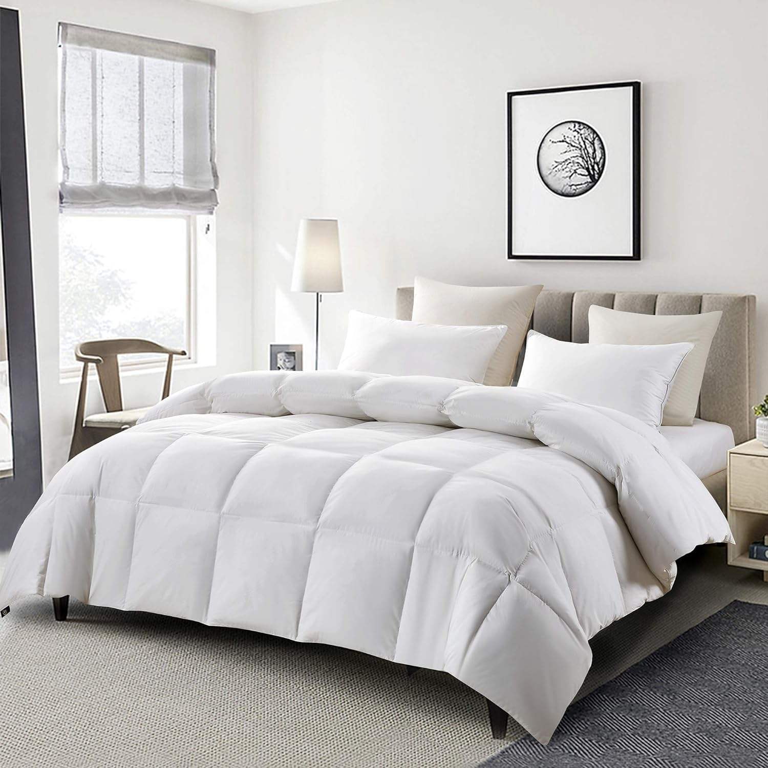 Custom Hotel Home Luxury Goose Feather Down Comforter 100% Cotton Cover Hypoallergenic All Season for Bedroom Home OEM ODM