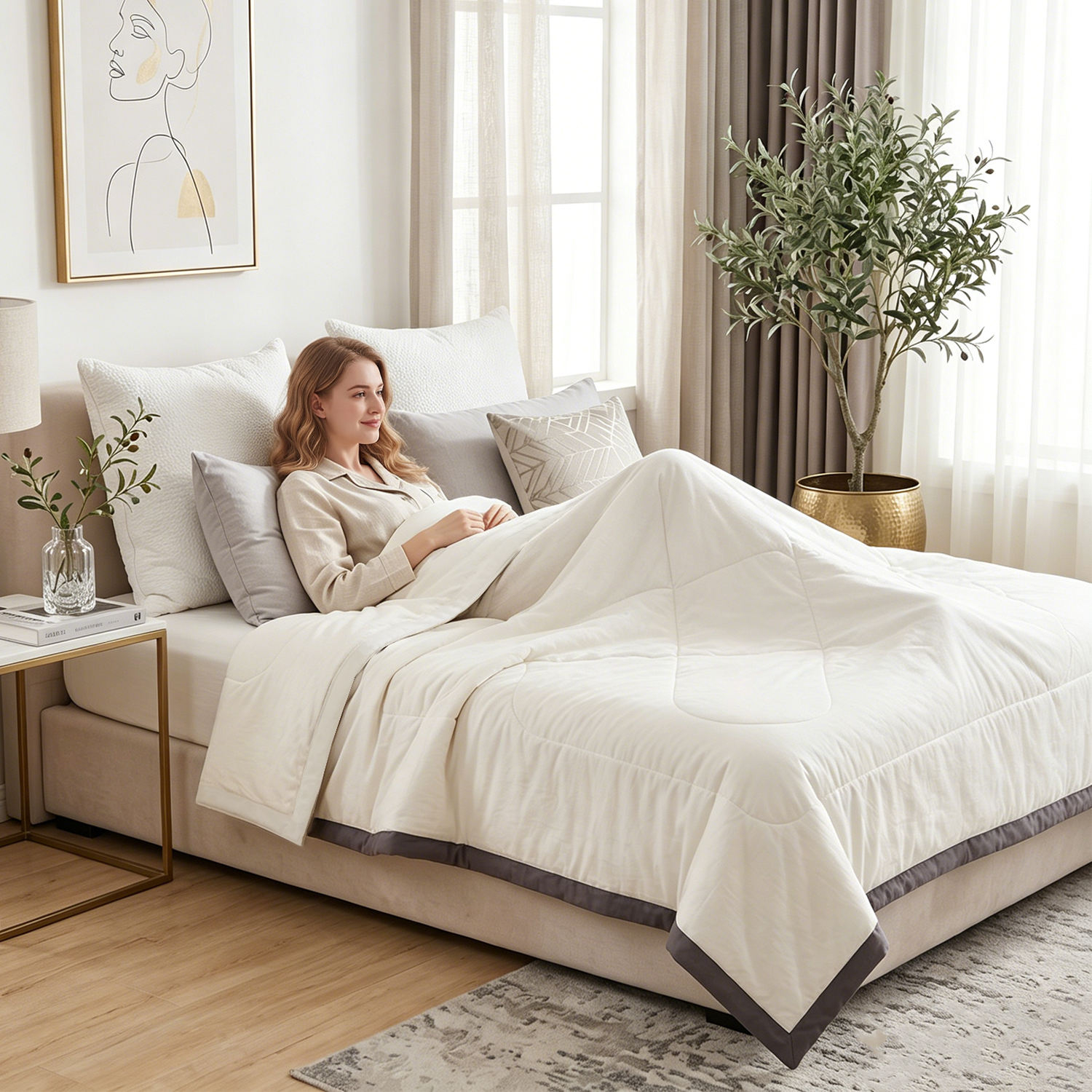 Custom OEM ODM 100% Cotton Summer Cool Quilt Soft Durable Breathable Quilt Suitable for All Home Hotel Use