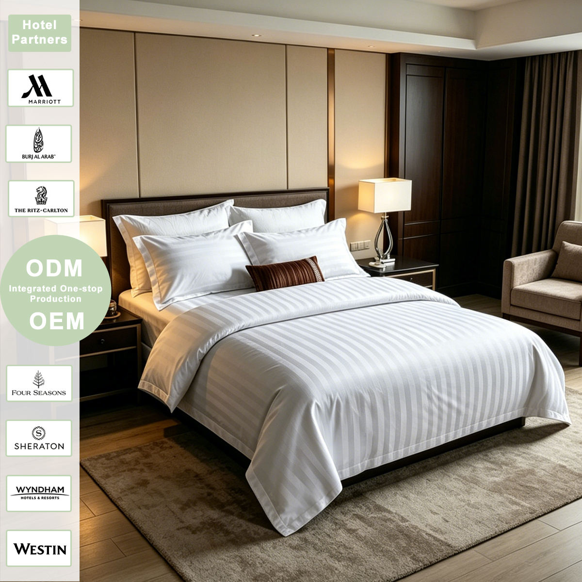 Custom OEM ODM 5 Star Hotel Luxury Bedding Set 100% Cotton High GSM Jacquard Solid Color for Hotel Motel Wholesale