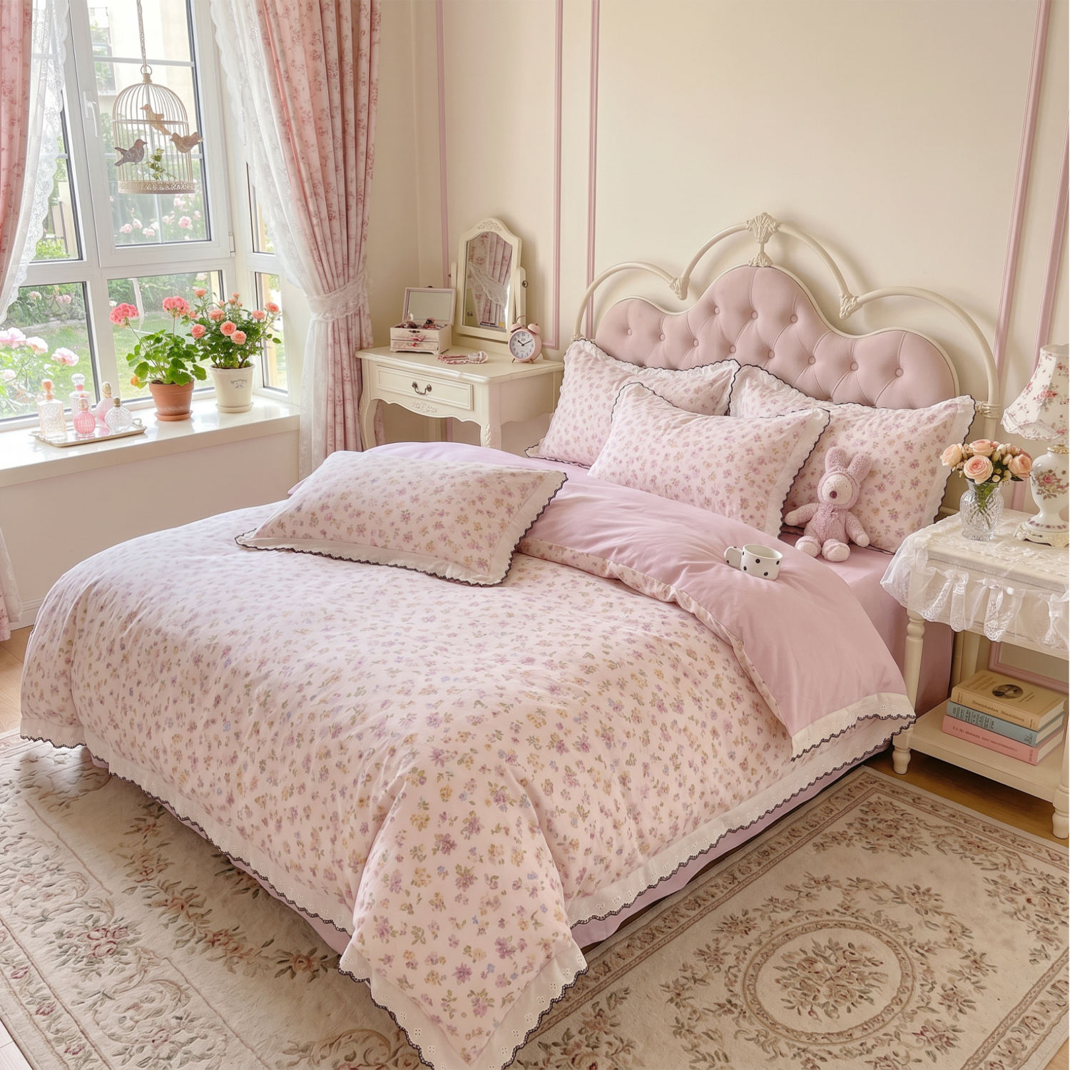 Custom OEM ODM Cloud Touch Soft Four Piece Bedding Suite OEM ODM Stylish Lace Washed Cotton Daily Household Rest Use