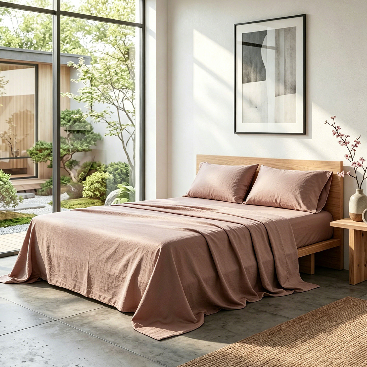 Custom OEM ODM Bamboo Fiber Fitted Sheet Bedding Set 4PCS Skin Friendly Breathable Anti-Slip Durable for Hotel Homestay Bedroom