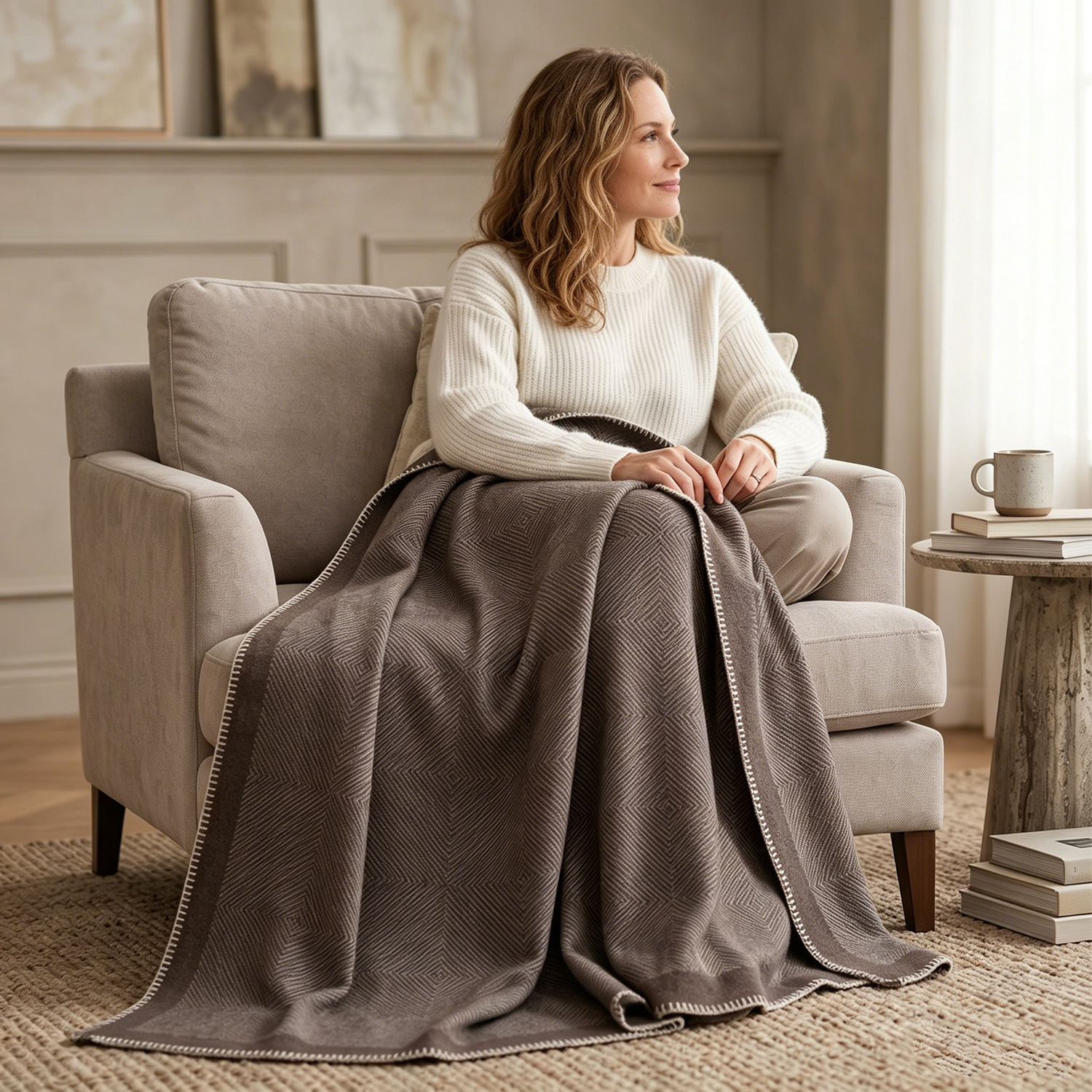 Custom OEM ODM 100% Wool Blanket Fall Winter Warm Jacquard Throw 130180cm Classic Hotel Home Use