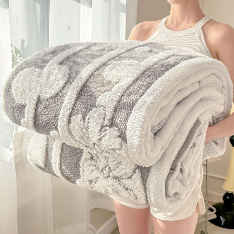 All Winter Warm Jacquard Flannel Blanket OEM ODM Thickened Plush Texture Multi Purpose Indoor Household Warm Blanket