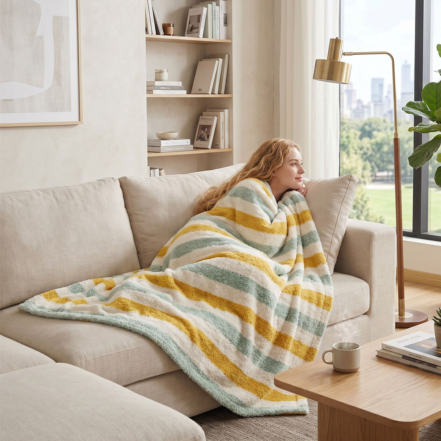 Custom OEM ODM Striped Polyester Knit Throw Blanket Cozy Warm Soft Breathable Modern Durable for Sofa Bedroom All Seasons