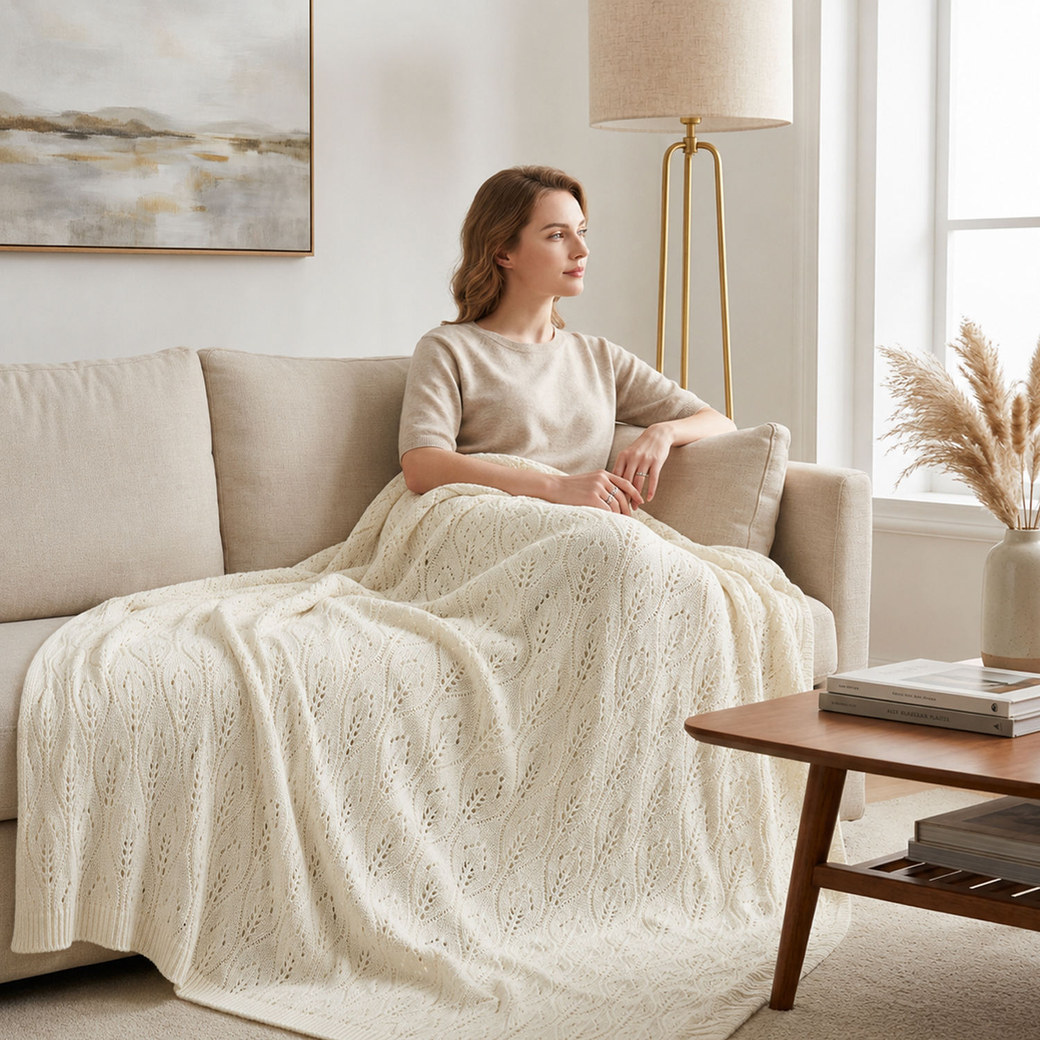 Custom OEM ODM Wholesale Nordic Style Knitted Jacquard Throw Blanket Soft Breathable Warm Durable for Sofa Bed All Seasons