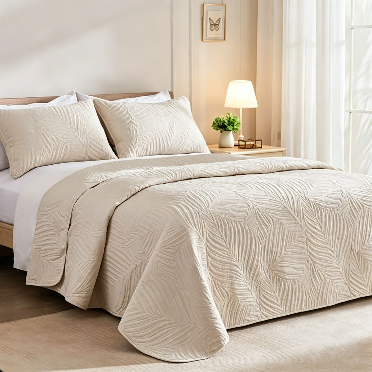 Custom 3 Pieces Boho Solid Forest Green Bedding Comforter Set with Elastic Fitted Sheet for Bedroom Home OEM ODM Service