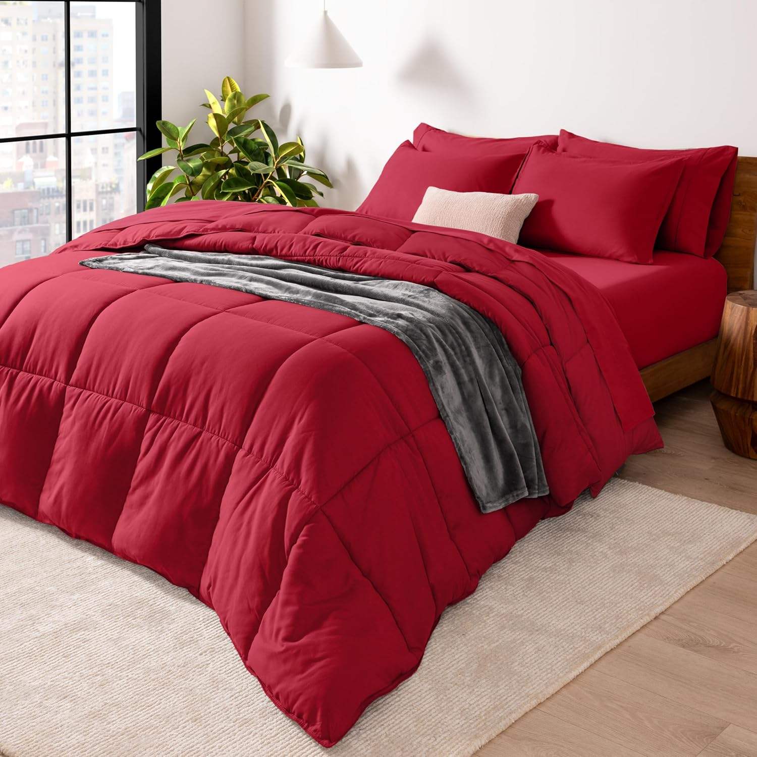 Custom 7 Piece Bed In A Bag Comforter Set Goose Down Alternative Ultra Soft Microfiber All Season for Bedroom Home OEM ODM