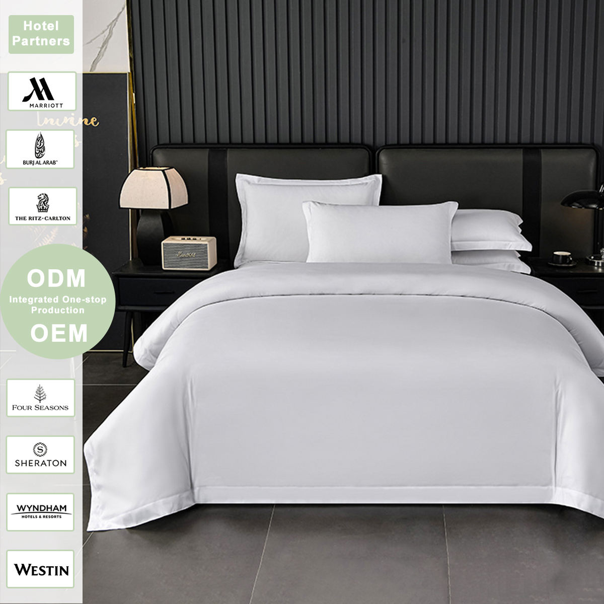 5 Star Hotel Grade White Sateen Bedding Set Luxury Soft Cotton Like Duvet Cover Bed Sheets for Home Hotel Use