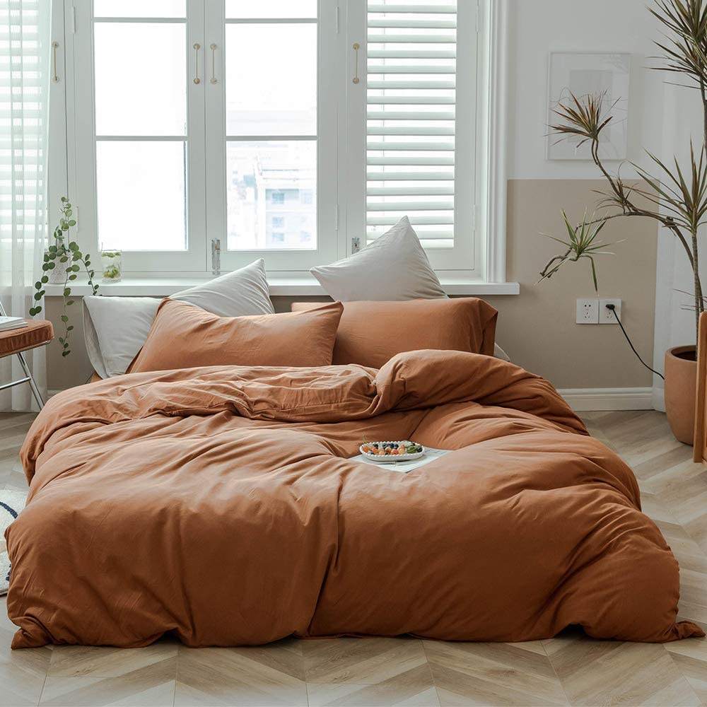 Wholesale All Size 3 Piece Jersey Knit Cotton Bedding Set Solid Color Luxury Soft Duvet Cover