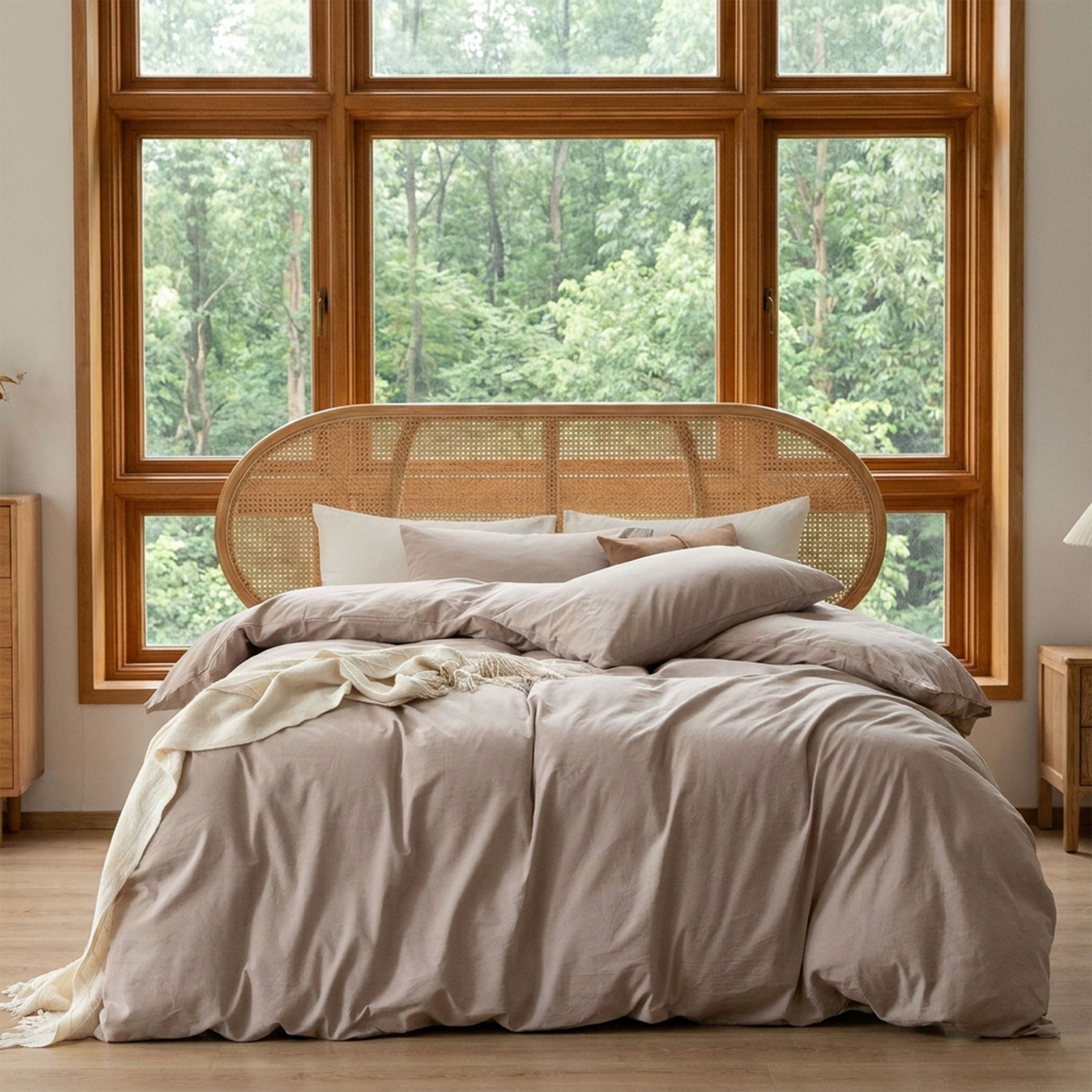 Solid Khaki Color Cotton Duvet Cover Set Breathable Comforter Cover Set for Home Multi Size Bed Linen OEM&ODM