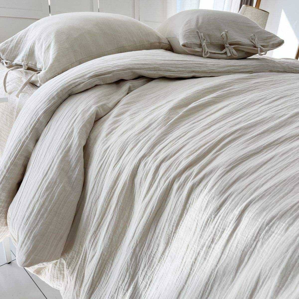 Custom Logo 100% Cotton Washed Bedding Set Breathable Soft Woven Fabric for Home Bedroom OEM ODM