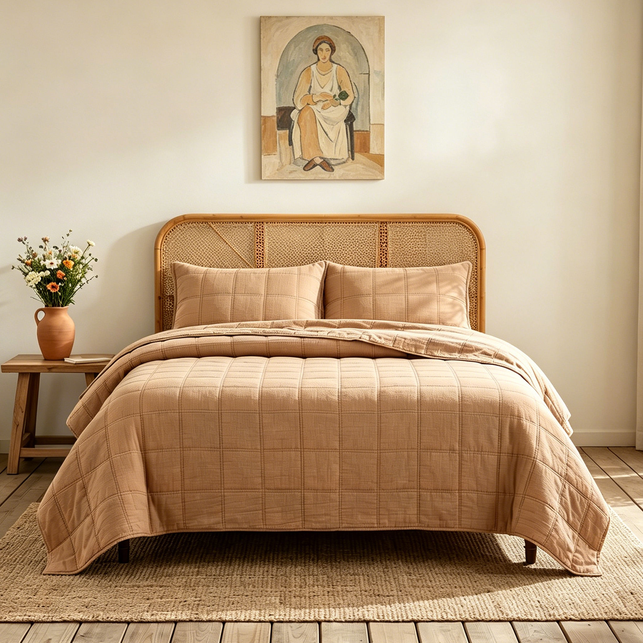 Modern Brown Quilted Quilt Bedspread Set Luxury Style Soft Breathable Fabric For King Queen Twin Bedrooms OEM ODM