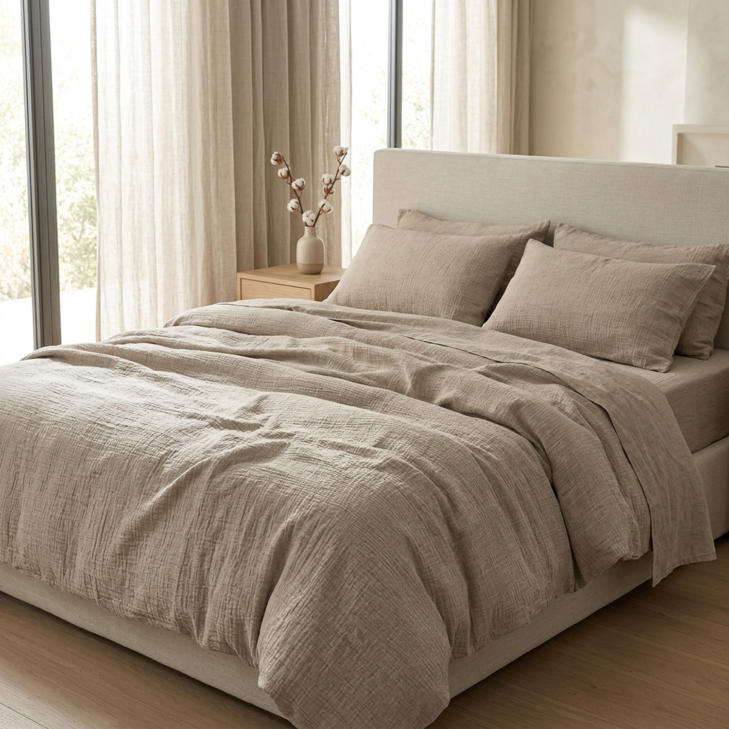 HOT Selling Anti-Bacteria Cotton Gauze Bedding Set Customizable 3 Piece 200TC Hotel Home Use Soft Breathable OEM ODM