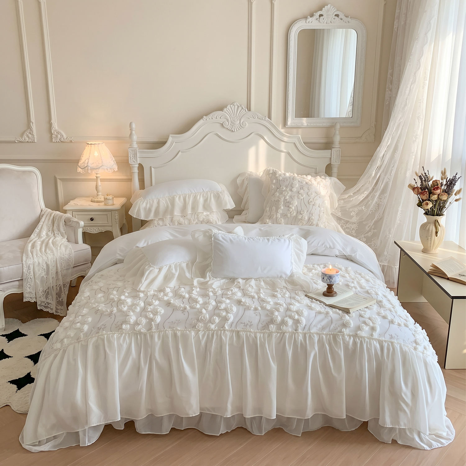 Factory Direct OEM ODM Sale High Quality Embroidery Lace 4-Piece Bedding Sets Soft Warm All-season