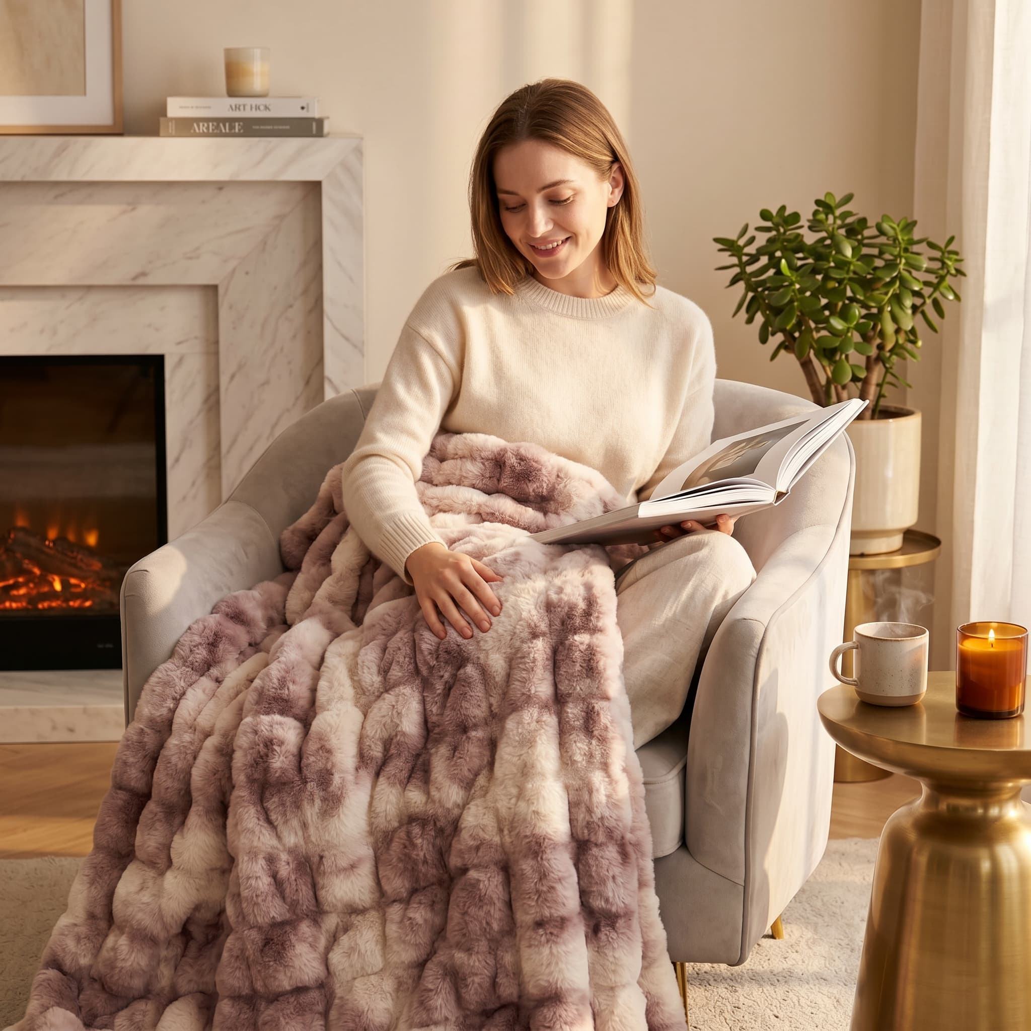 Customizable Tie Dye Faux Fur Throw Blanket, Plush Cozy Sofa Couch Blanket, Home Hotel Use OEM ODM Available Luxury Bedding