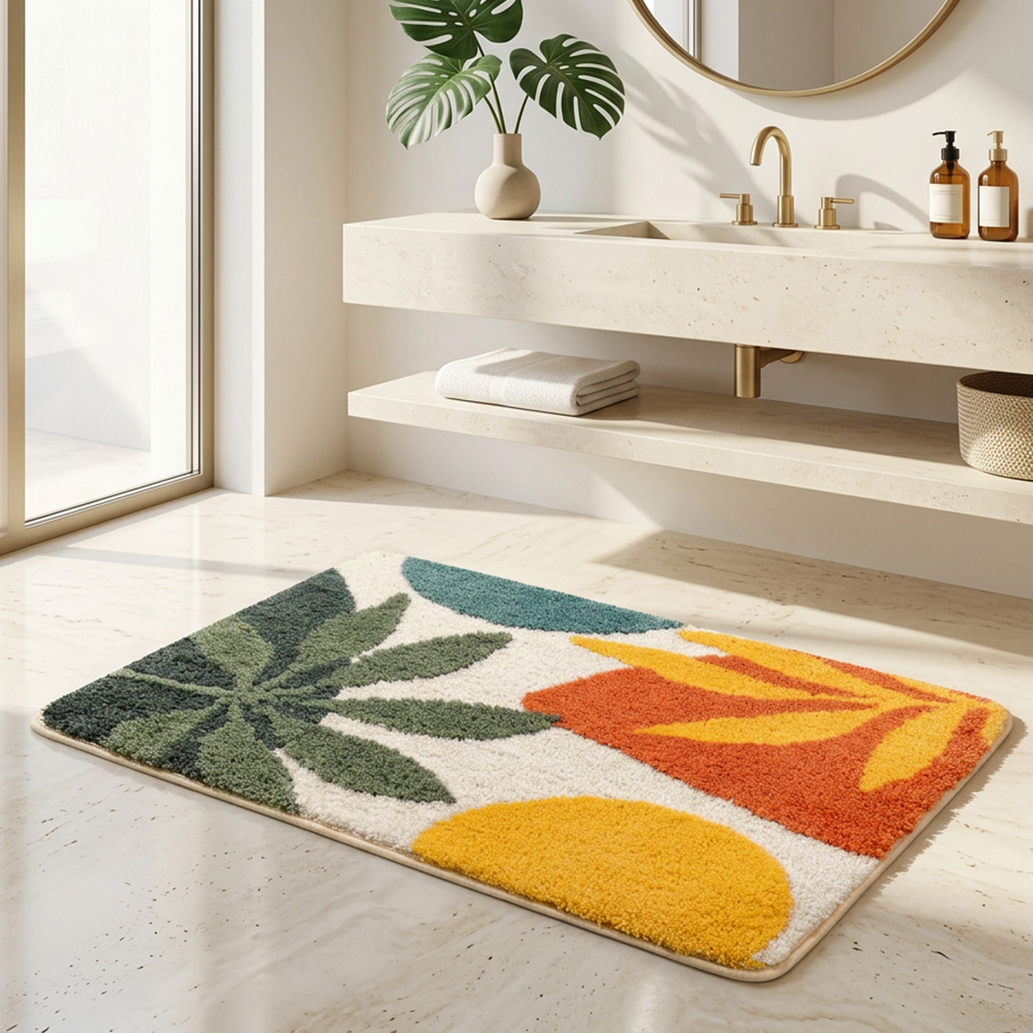 Customized Modern Abstract Soft Microfiber Bath Rug Custom Design Shaggy Tufted Bathroom Mat Non Slip Water Absorbent OEM ODM