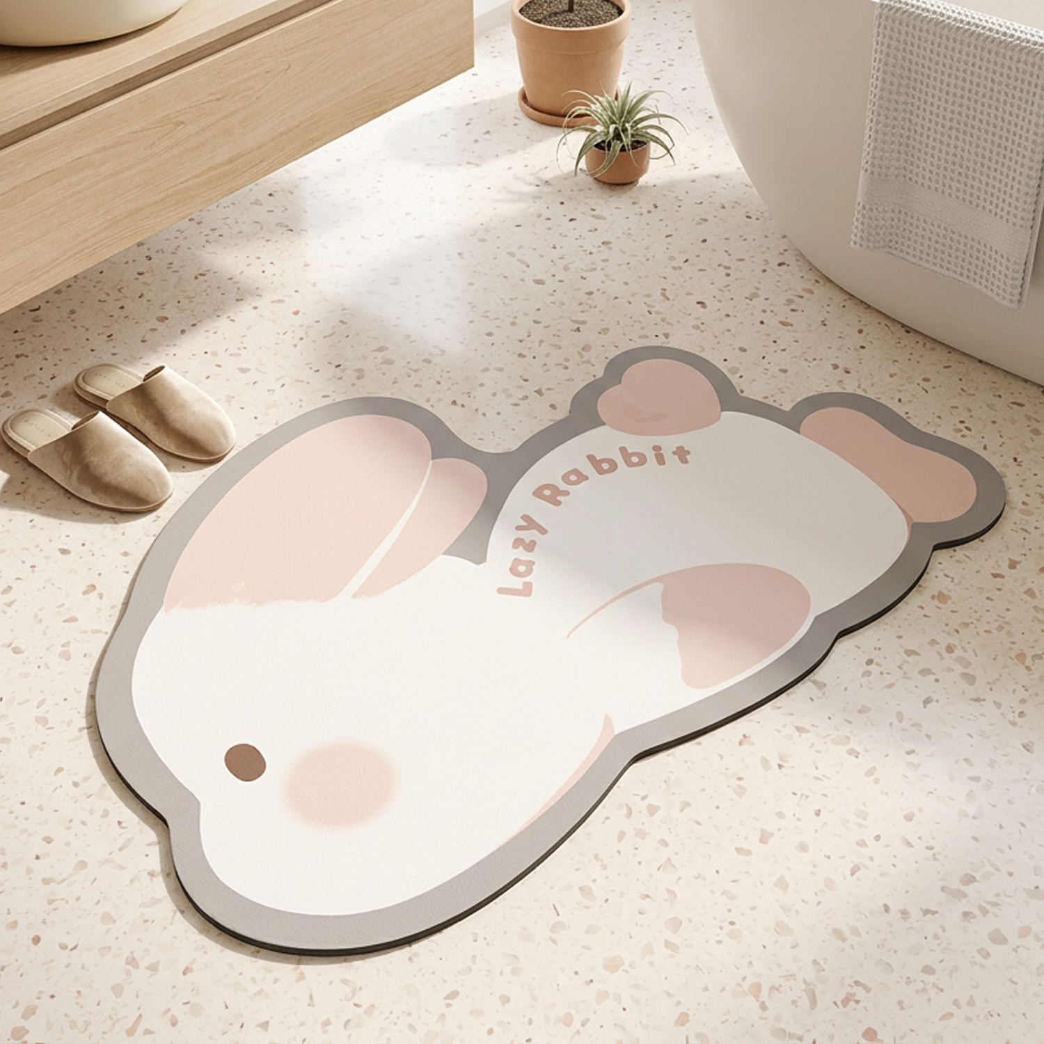Custom OEM ODM Cute Animal Shape Diatom Mud Bathroom Rug Non Slip Quick Drying Absorbent Bath Mat for Home Entrance