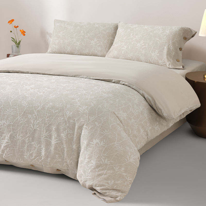 Factory Wholesale OEM ODM 100% Cotton Jacquard Bedding Set Four Piece Plant Pattern All Season Elegant