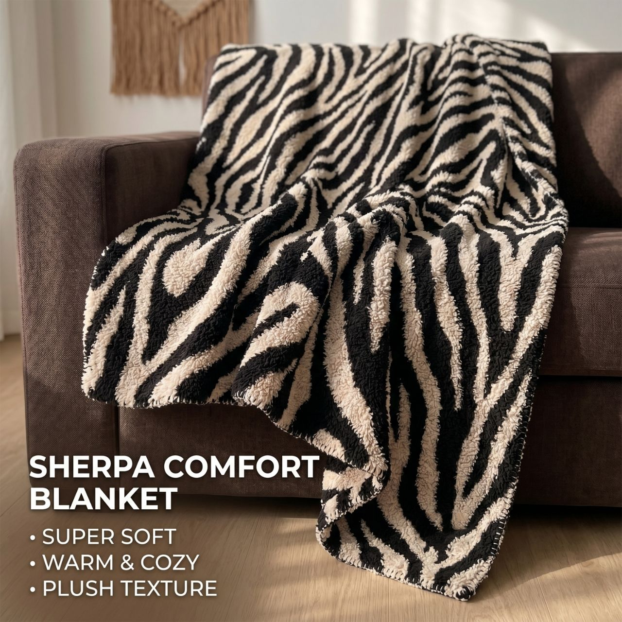 All Purpose Zebra Pattern Polyester Blanket OEM ODM Knitted Breathable for Daily Rest and Travel Skin Friendly for Hotel Home