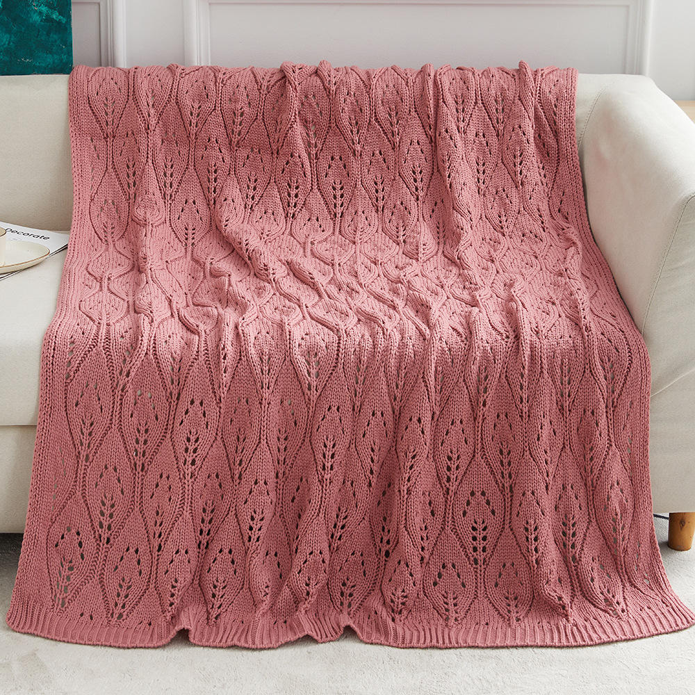Custom OEM ODM Wholesale Nordic Style Knitted Jacquard Throw Blanket Soft Breathable Warm Durable for Sofa Bed All Seasons