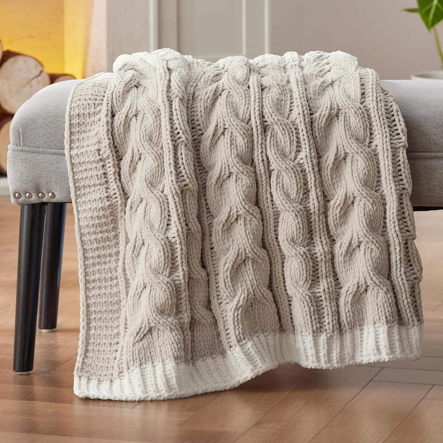 Wholesale Premium Cable Knit Throw Blanket Warm Chunky Knitted Blanket for Sofa Couch Bedroom Travel All Season Use