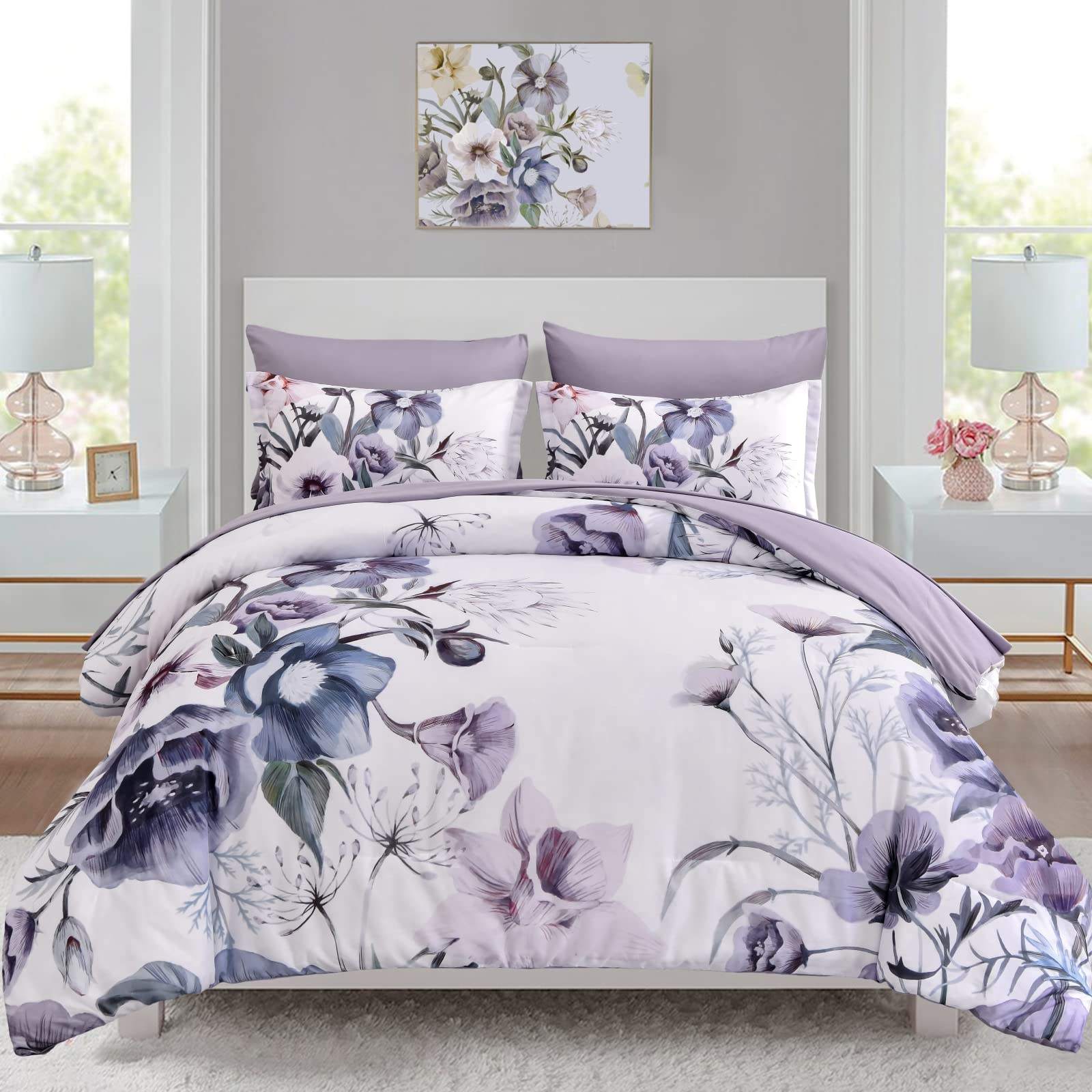 Custom Floral Print Polyester Comforter Set 12 Inch Deep Pocket Ultra Soft Microfiber for Bedroom Home OEM ODM Service