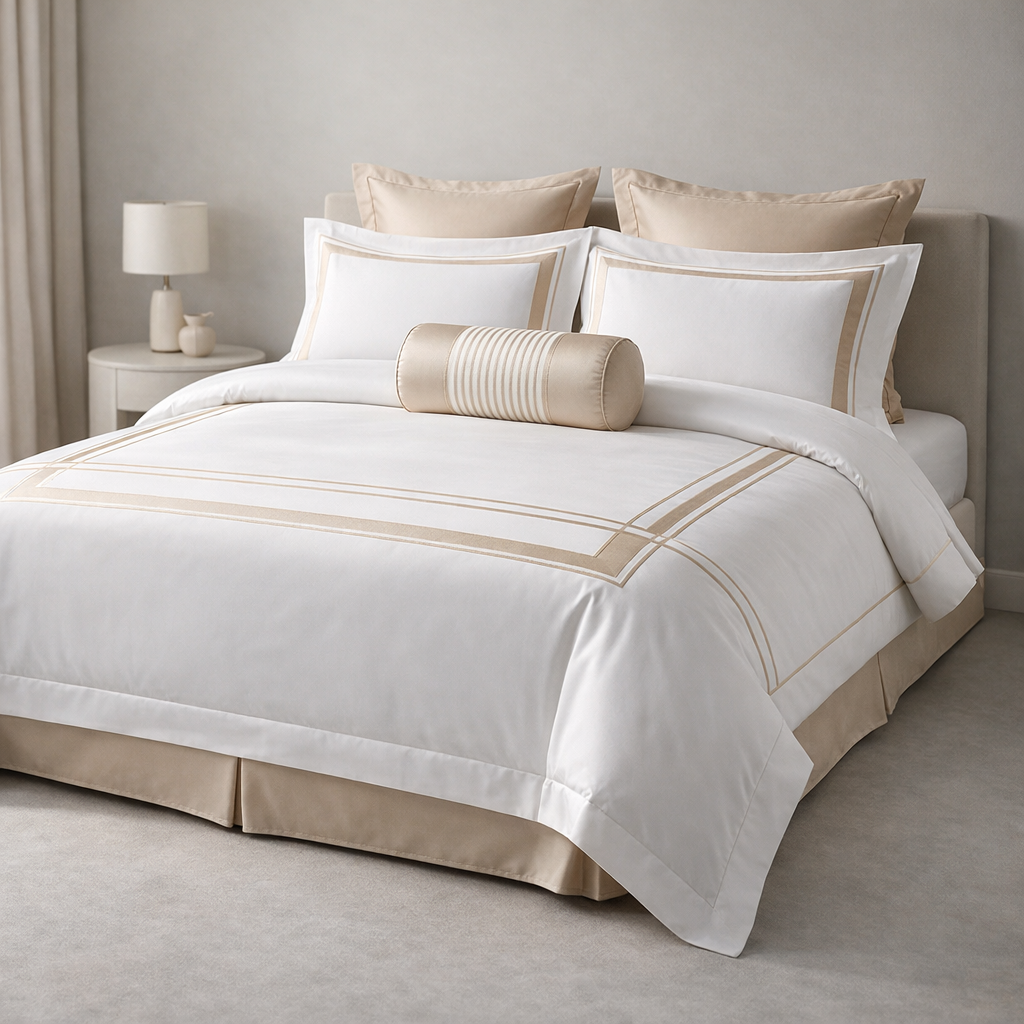 100% Cotton Satin Jacquard Flat Bed Sheets Set Plain White Queen Size Pillow Cases Durable Washable for Home Hotel Hospital Use