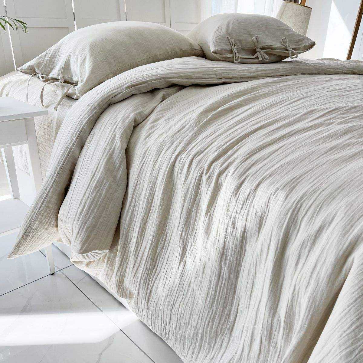 Custom Logo 100% Cotton Washed Bedding Set Breathable Soft Woven Fabric for Home Bedroom OEM ODM