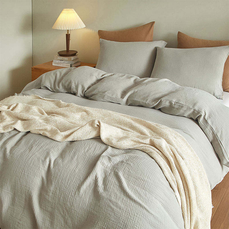 HOT Selling Anti-Bacteria Cotton Gauze Bedding Set Customizable 3 Piece 200TC Hotel Home Use Soft Breathable OEM ODM