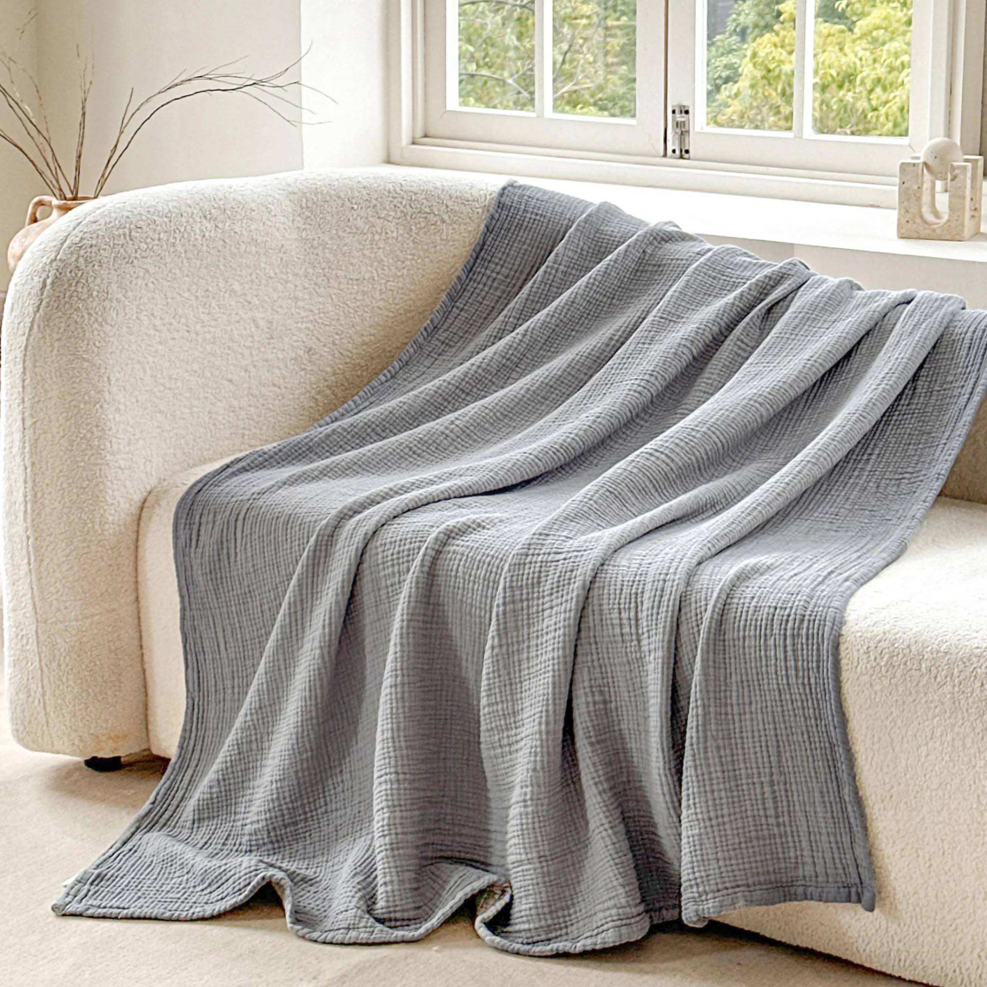 Designer Organic Cotton Muslin Blanket King Size Warm Heavy Winter Blanket Soft Breathable for Home Use OEM ODM