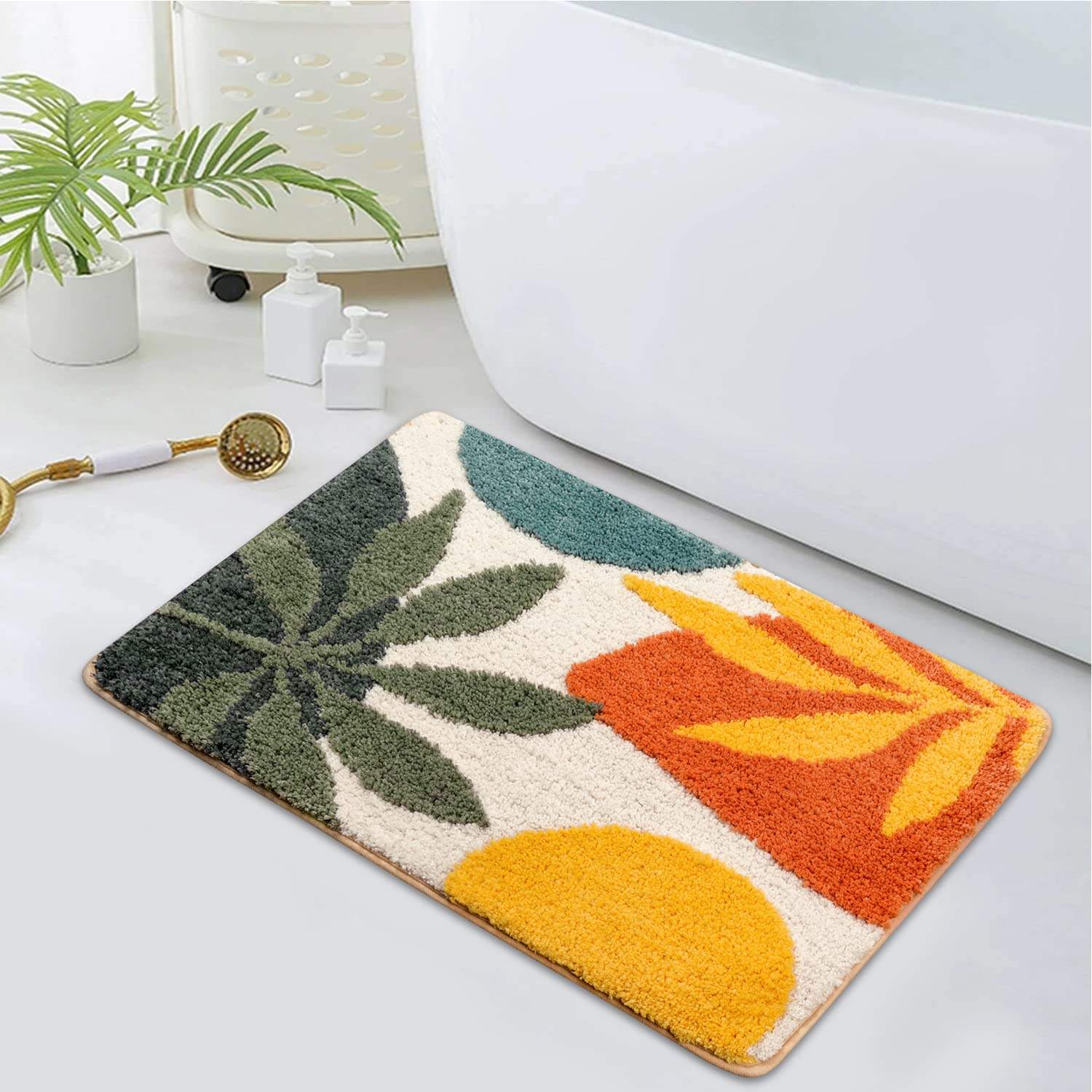 Customized Modern Abstract Soft Microfiber Bath Rug Custom Design Shaggy Tufted Bathroom Mat Non Slip Water Absorbent OEM ODM