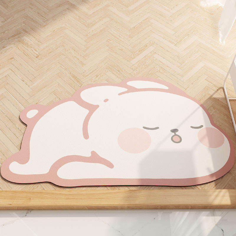 Custom OEM ODM Cute Animal Shape Diatom Mud Bathroom Rug Non Slip Quick Drying Absorbent Bath Mat for Home Entrance