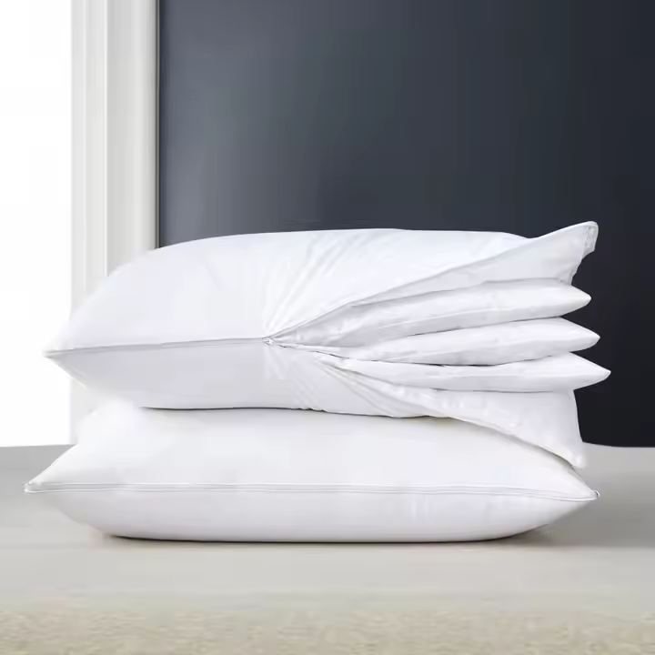 Luxury 5 Layer Goose Down Feather Pillow Insert Cotton Cover Adjustable Neck Support Pillow Inner Wholesale OEM ODM