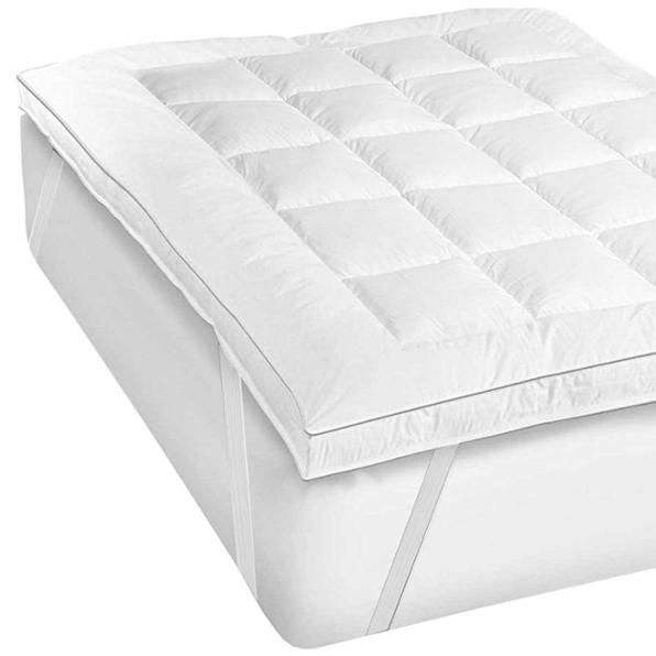 OEM ODM Wholesale 3-4 Inch Gusset Queen Goose Down Mattress Topper Feather Bed Baffled for Bedroom Hotel Home Bulk Order