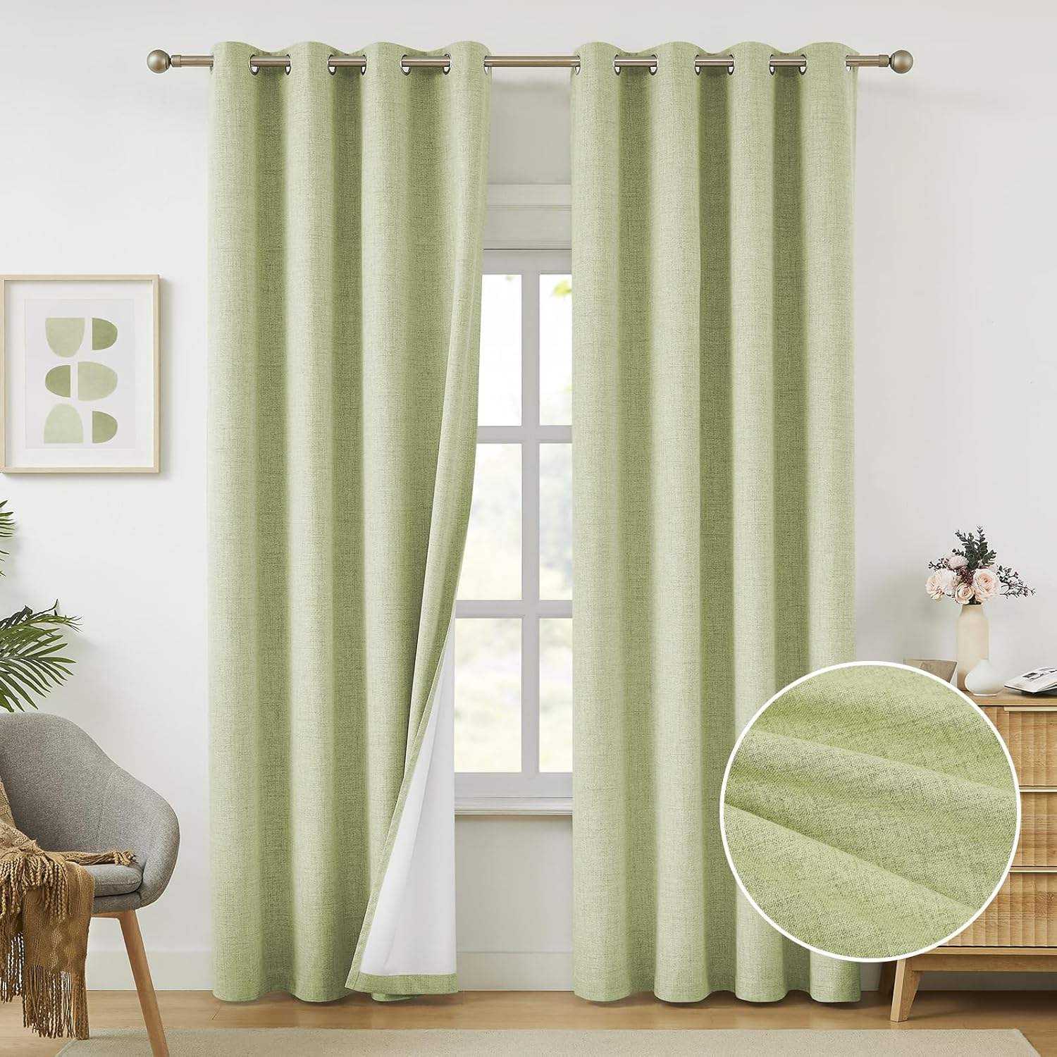 Modern Blackout Window Curtains Linen Texture Thermal Insulated Custom Size For Bedroom Living Room OEM ODM