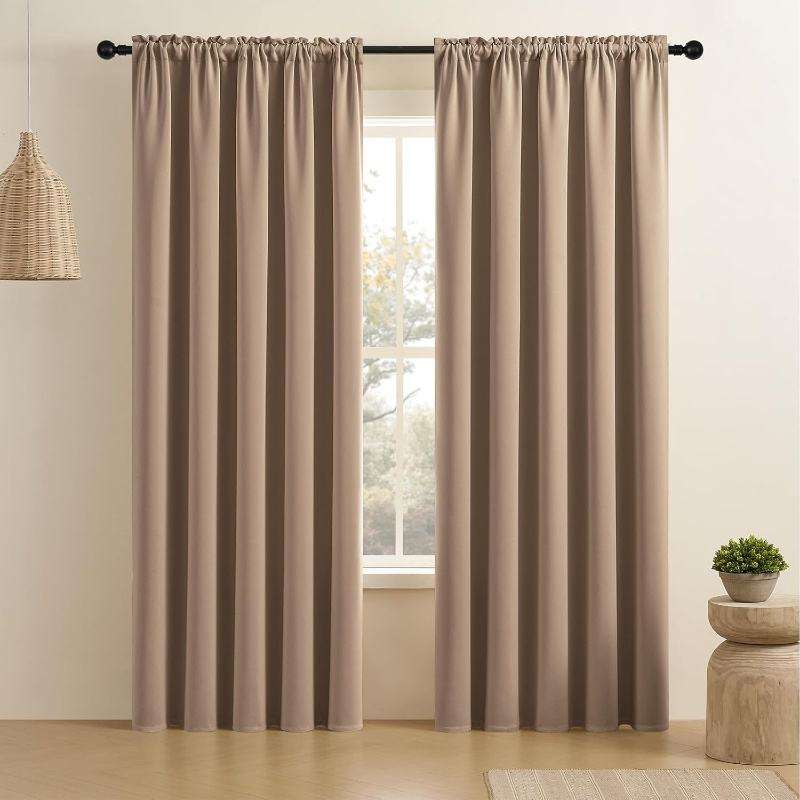 Elegant Three Layer Polyester Linen Curtains Full Light Shading Noise Reducing Privacy Protection Eco Friendly Window Curtains