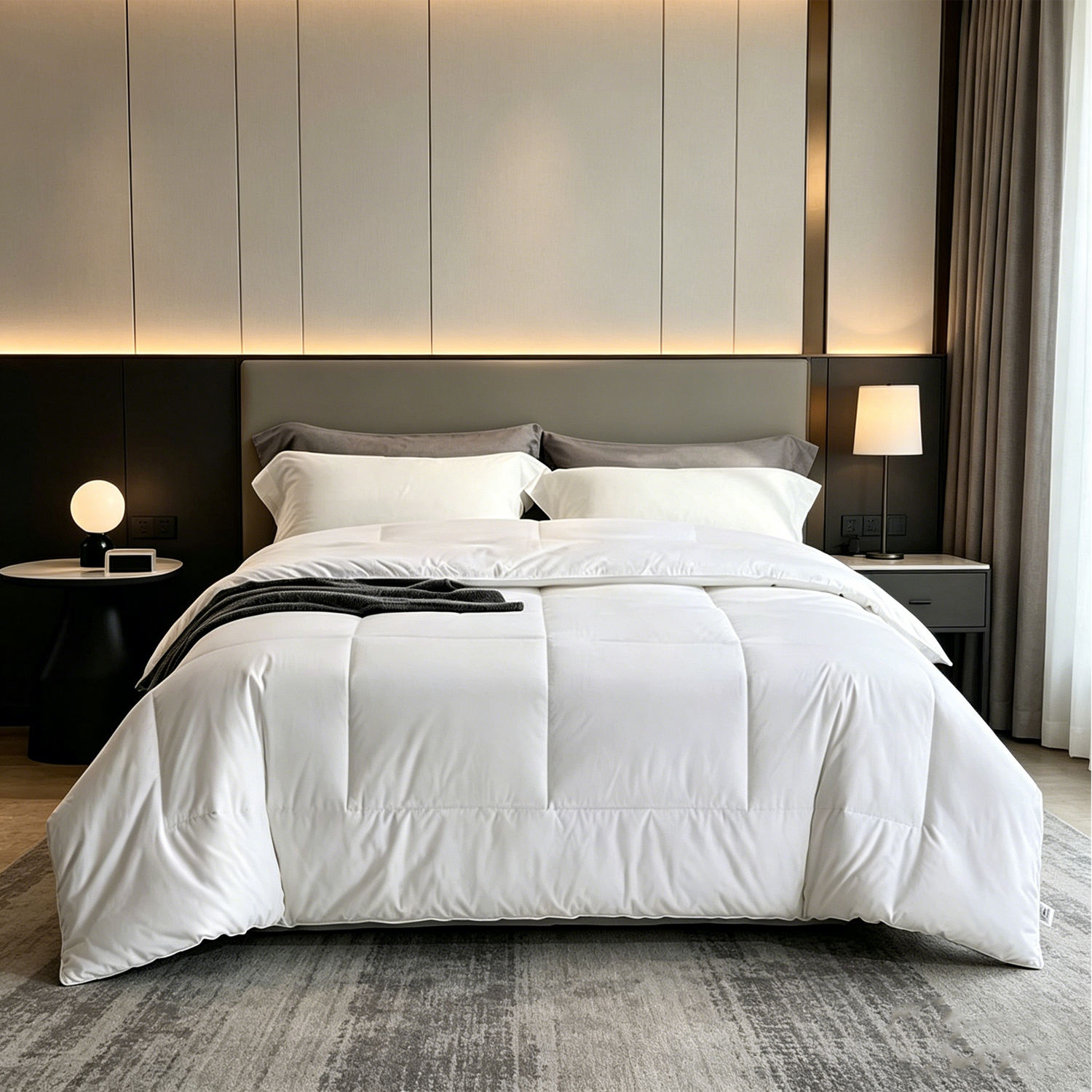 OEM ODM 100% Cotton Hotel Comforter Breathable Warm Solid White All Season Home Hotel Use Solid White All Season