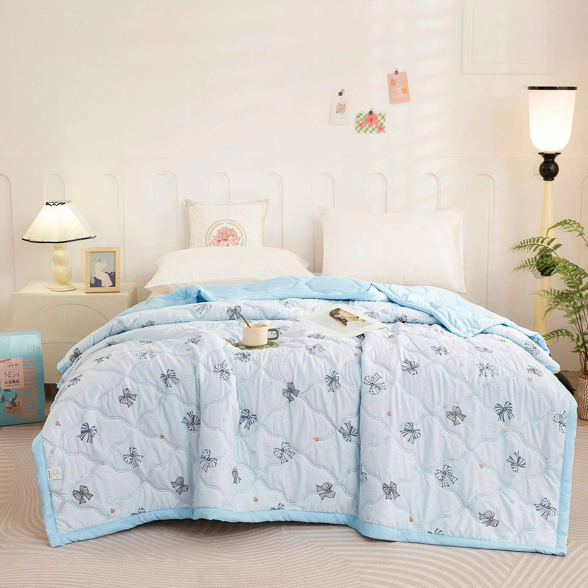 Factory Wholesale Custom OEM ODM Washed Cotton Summer Quilt Cartoon Printed Breathable Soft Thin Air Condition Quilt